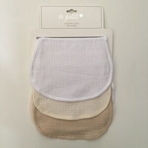 NEW Baby Burp Cloths 3 Pack Neutral Colors - White, Cream, Tan | Le Petit